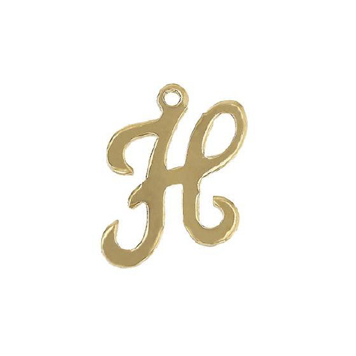 Initial H Script Style Letter Charm 12mm - Gold Filled