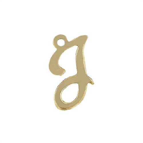 Initial J Script Style Letter Charm 12mm - Gold Filled