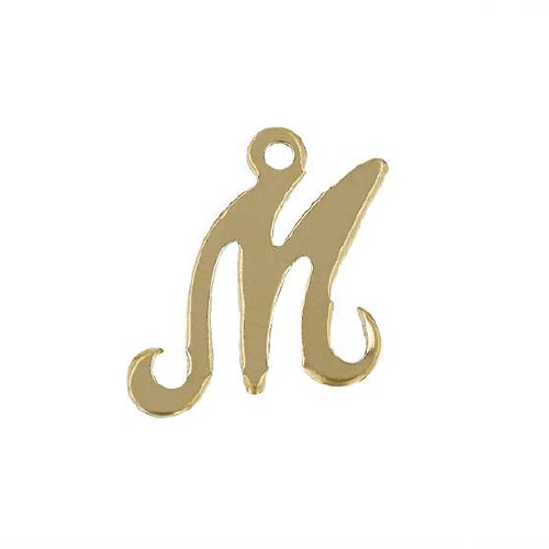 Initial M Script Style Letter Charm 12mm - Gold Filled