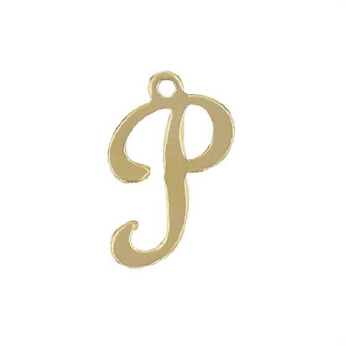 Initial P Script Style Letter Charm 12mm - Gold Filled