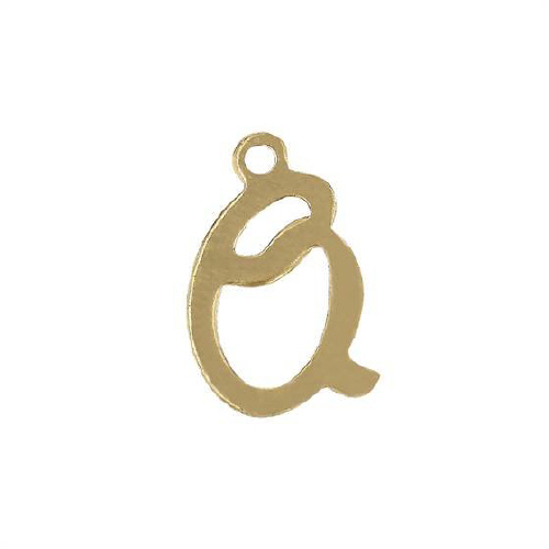 Initial Q Script Style Letter Charm 12mm - Gold Filled