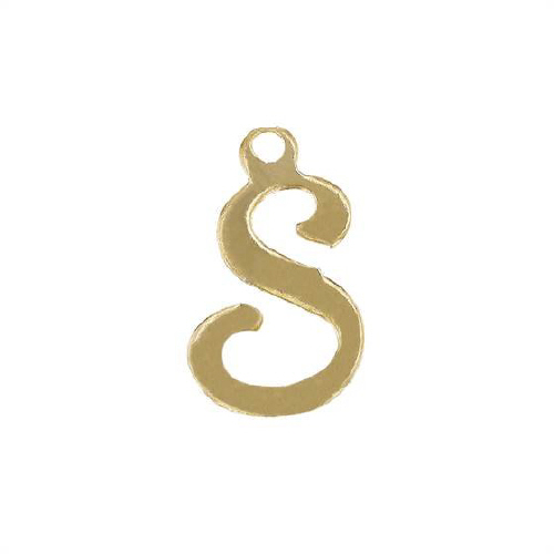 Initial S Script Style Letter Charm 12mm - Gold Filled