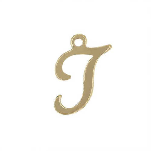 Initial T Script Style Letter Charm 12mm - Gold Filled