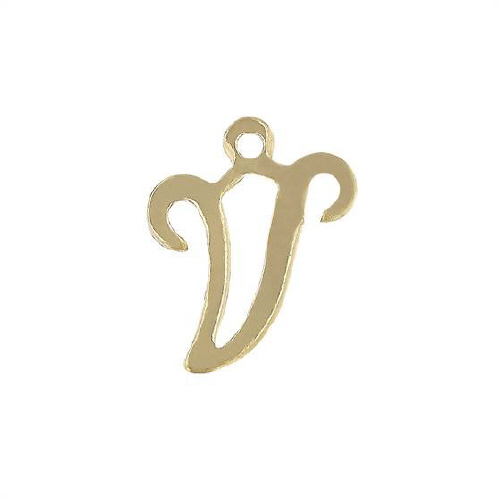 Initial V Script Style Letter Charm 12mm - Gold Filled