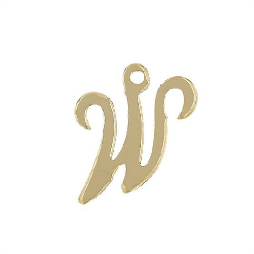 Initial W Script Style Letter Charm 12mm - Gold Filled