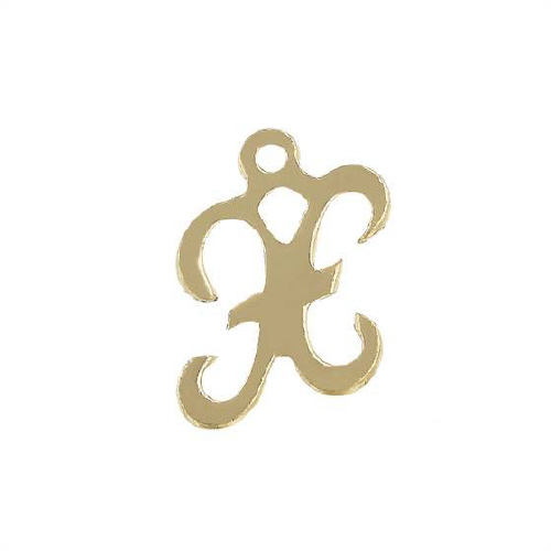 Initial X Script Style Letter Charm 12mm - Gold Filled