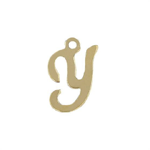 Initial Y Script Style Letter Charm 12mm - Gold Filled