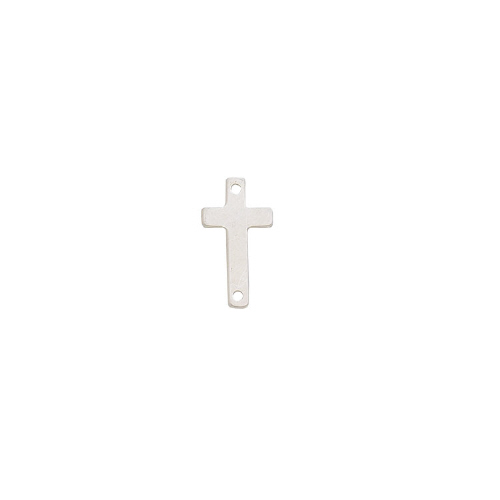 Charm Cross Pierced 2 sides Sterling Silver 17 x 9mm