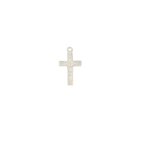 Charm Cross Textured Sterling Silver 17 x 10mm