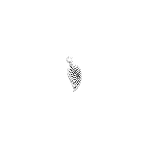 Charm Leaf Textured Sterling Silver 12 x 4mm