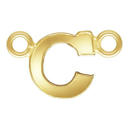 Initial C Block Style Letter Connectors 8mm - Gold Filled