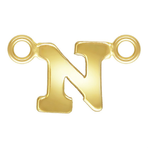 Initial N Block Style Letter Connectors 8mm - Gold Filled
