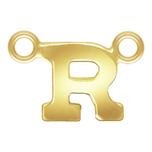Initial R Block Style Letter Connectors 8mm - Gold Filled