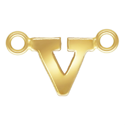 Initial V Block Style Letter Connectors 8mm - Gold Filled