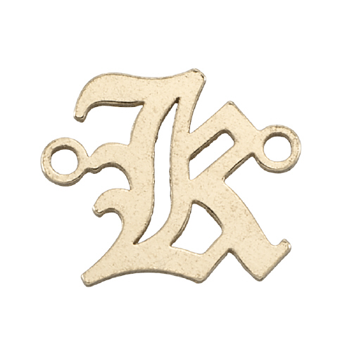 Initial K Old English Block Style Letter Connectors 7mm (3 pcs) - Gold Filled