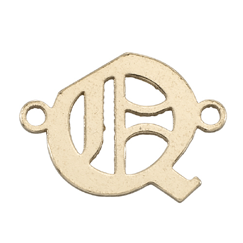 Initial Q Old English Block Style Letter Connectors 7mm (3 pcs) - Gold Filled