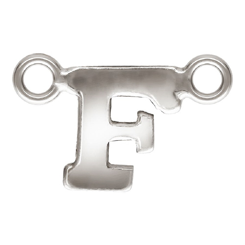 Initial F Block Style Letter Connectors 8mm (3 pcs) - Sterling Silver