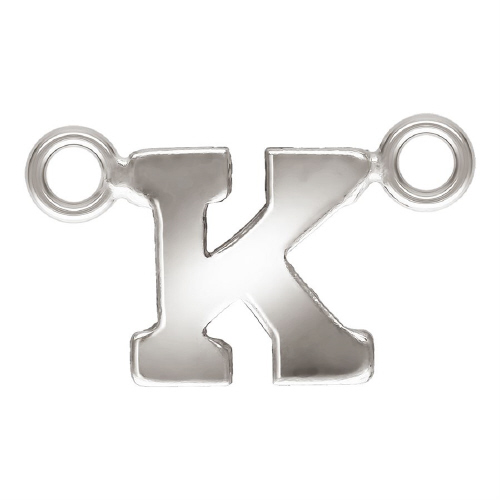Initial K Block Style Letter Connectors 8mm (3 pcs) - Sterling Silver