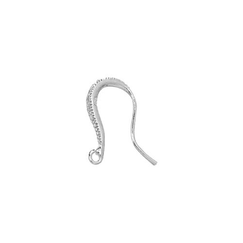 Earwire - Regular w/Cubic Zirconia (CZ) - Sterling Silver Rhodium Plated