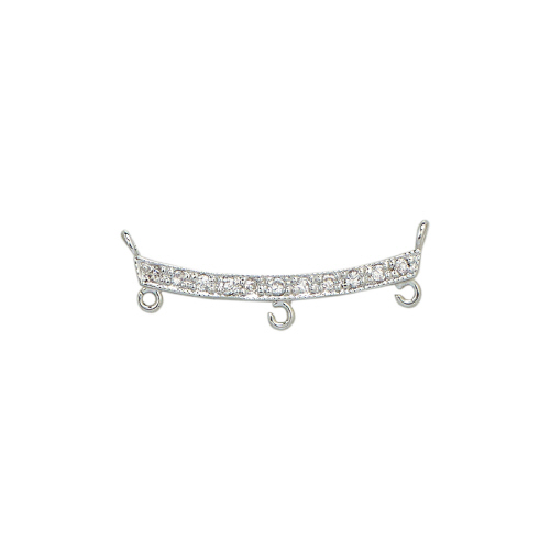 3-1 Curved Divider w/Cubic Zirconia (CZ) - Sterling Silver Rhodium Plated