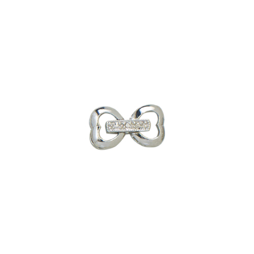 Heart Clasp - Large w/Cubic Zirconia (CZ) - Sterling Silver Rhodium Plated