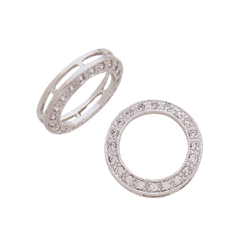 Connector w/Cubic Zirconia (CZ) -  14.9mm - Sterling Silver Rhodium Plated