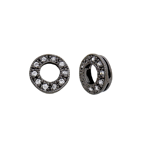 Connector w/Cubic Zirconia (CZ) - Sterling Silver Black Rhodium Plated