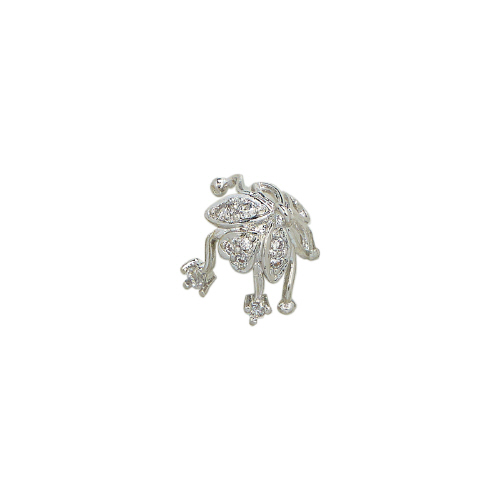 Bead Cap w/Cubic Zirconia (CZ) - Sterling Silver Rhodium Plated
