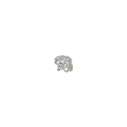 Bell Cap with peg w/Cubic Zirconia (CZ) - Sterling Silver Rhodium Plated