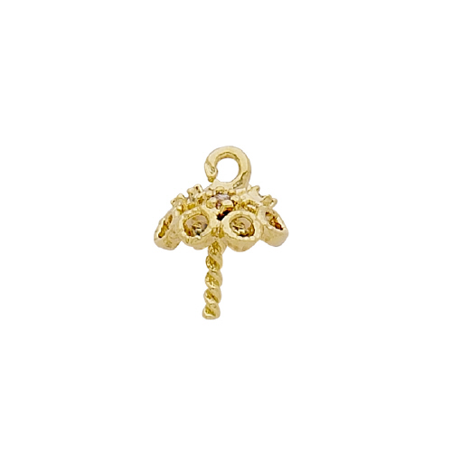 Bell Cap with peg w/Cubic Zirconia (CZ) - Sterling Silver Gold Plated
