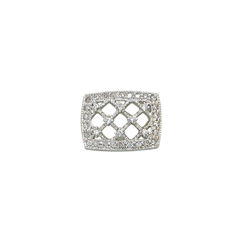 Mulitstrand Connector w/Cubic Zirconia (CZ) - Sterling Silver Rhodium Plated
