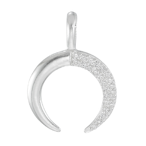Half Moon 22.5x16mm Charms with Cubic Zirconia (CZ) - Sterling Silver