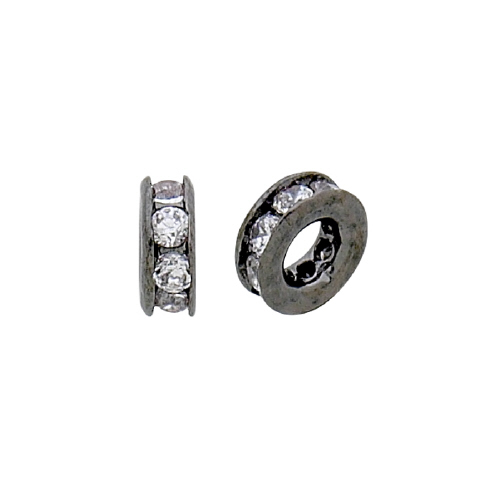 Rondell - Small w/Cubic Zirconia (CZ) - Sterling Silver Black Rhodium Plated