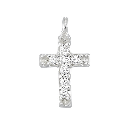 Cross 11.2x6.3mm Charms with Cubic Zirconia (CZ) - Sterling Silver