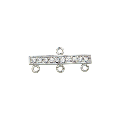 3-1 Divider w/Cubic Zirconia (CZ) - Sterling Silver Rhodium Plated