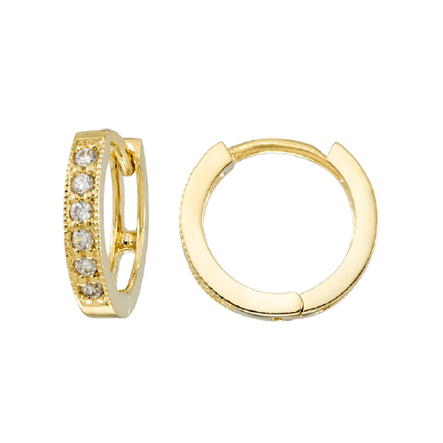 Hoops w/Cubic Zirconia (CZ) w/no ring - Sterling Silver Gold Plated