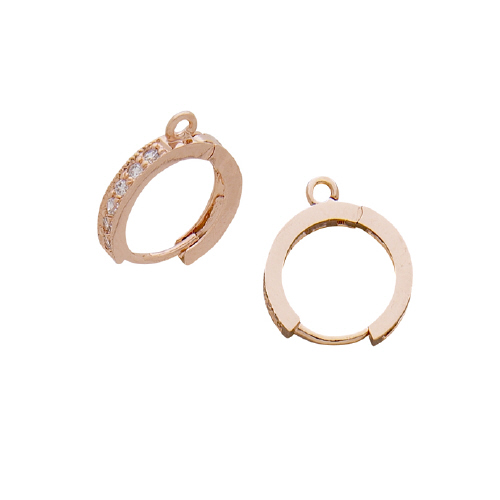 Hoops w/Cubic Zirconia (CZ) 12.1 x 14.1mm - Sterling Silver Rose Gold Plated