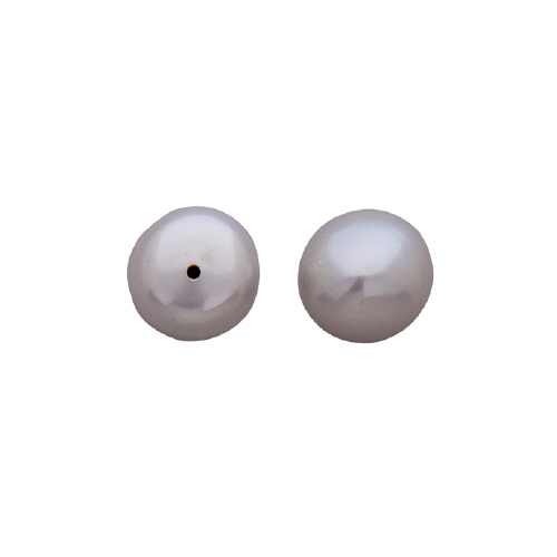 Freshwater Pearls - Button - 8.5mm - Silver - Half Drilled
