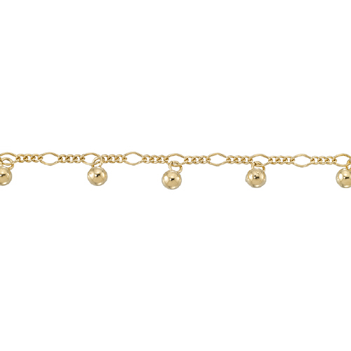 2.8 x 5mm Figaro Chain with 4mm dangling ball - Gold Filled