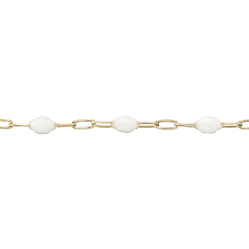 White Enamel Chain 2.2 x 2.6mm with 2.1mm 3 paper clip links - Gold Filled