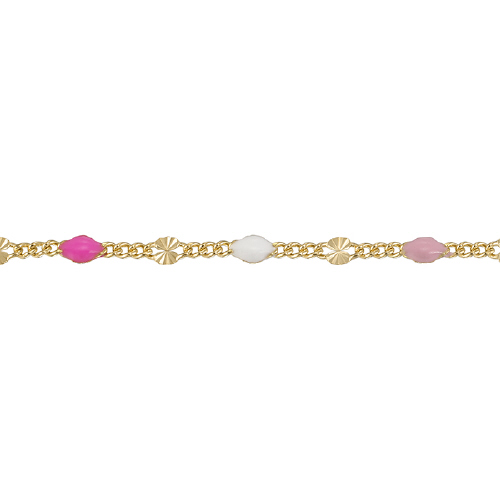 Pink, Fuschia & White Enamel Chain with Starburst  2.2mm x 2.6mm - Gold Filled
