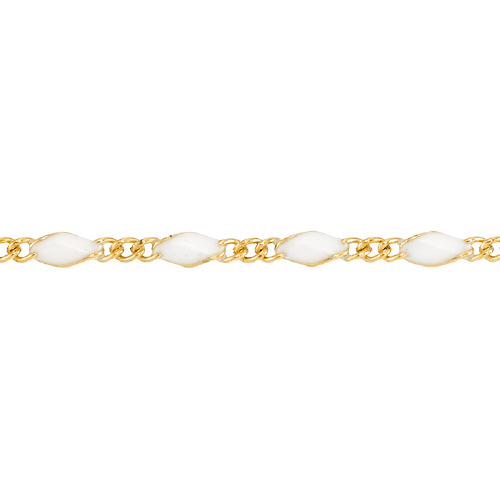 White Enamel Chain 2.5 x 3.5mm with 1.8mm 1 curb link - Gold Filled