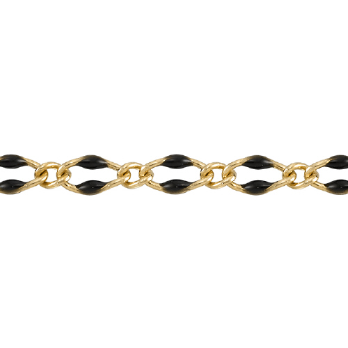 Black Enamel Chain 2.5 x 3.5mm with 1.8mm 1 curb link - Gold Filled