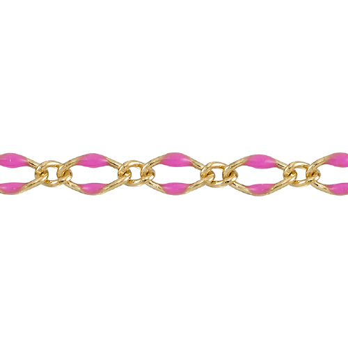 Fuschia Enamel Chain 2.5 x 3.5mm with 1.8mm 1 curb link - Gold Filled