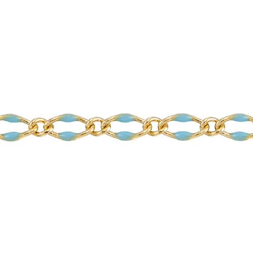 Turquoise Enamel Chain 2.5 x 3.5mm with 1.8mm 1 curb link - Gold Filled