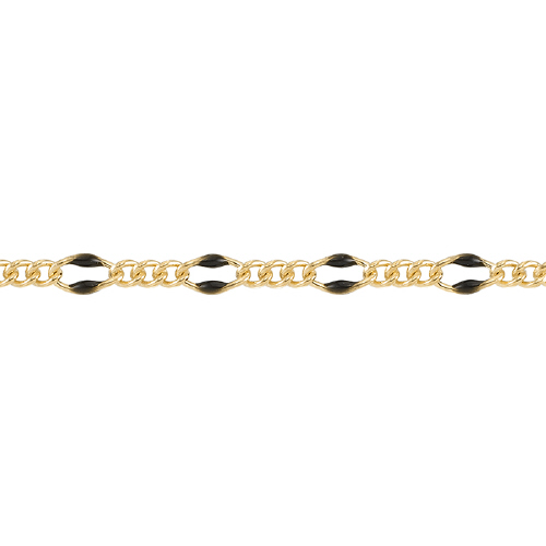 Black Enamel Chain 2.5 x 3.5mm with 1.8mm 3 curb links - Gold Filled