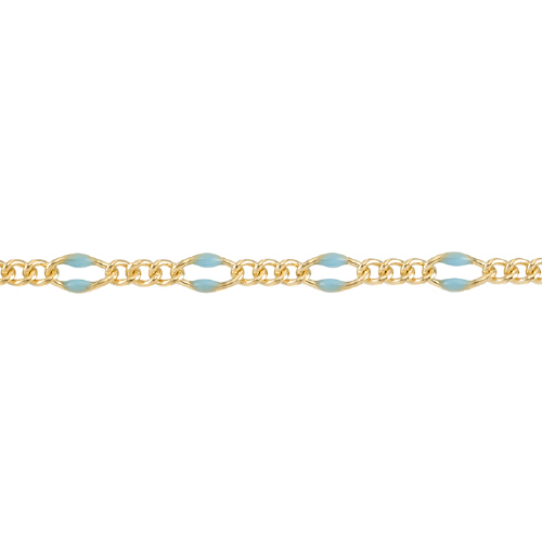 Turquoise Enamel Chain 2.5 x 3.5mm with 1.8mm 3 curb links - Gold Filled