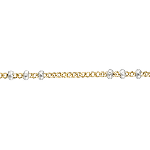 Satellite Curb Chain 1.2mm with 3 Bright 2mm Sterling Silver Beads - Gold Filled