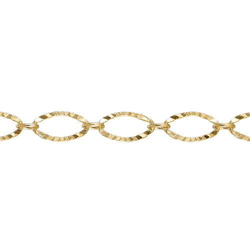 Oval Chain with starburst 4 x 7.6mm with 2.3 x 3mm link - Gold Filled