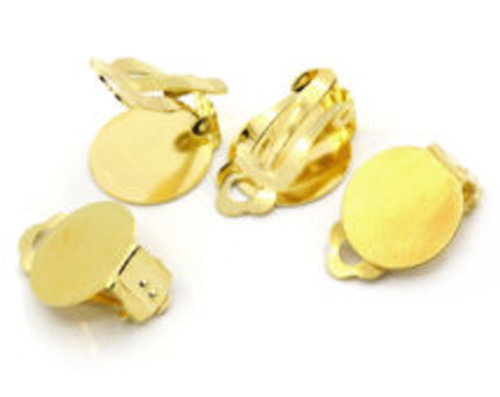 Ear Clip Round - Flat 15mm - Gold Plated (144pcs/pkt)